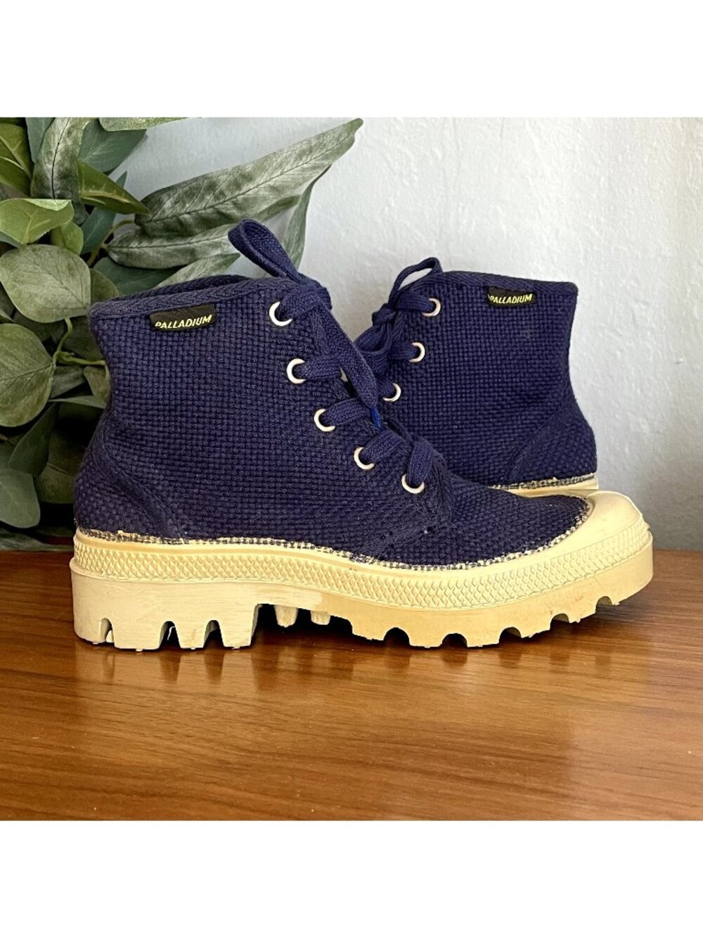 Vintage Palladium Canvas Boots Made in France Navy Blue